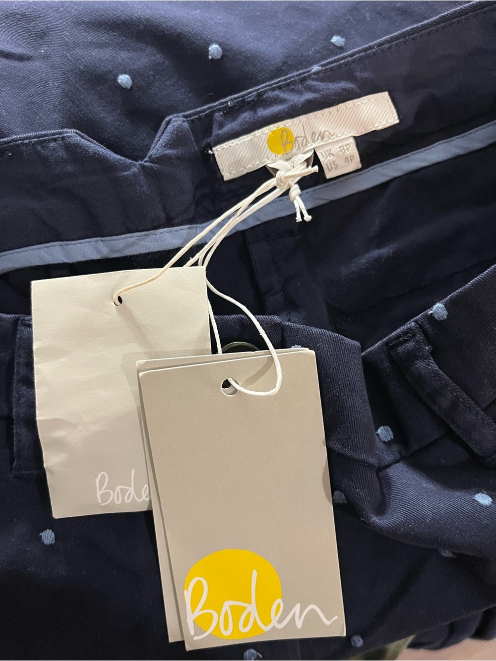 NWT Boden Rachel Chino Polka Dot Trouser Pants Blue Slacks Sz 4P - Picture 6 of 9
